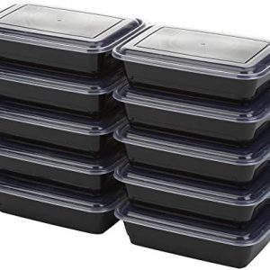 GoodCook Meal Prep Containers, Single Compartment 10-Pack, BPA-Free Reusable Food Storage, Black, Microwave & Freezer Safe, Stackable Meal Prep Containers for Lunches and Snacks