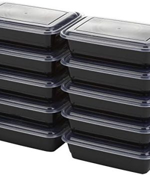 GoodCook Meal Prep Containers, Single Compartment 10-Pack, BPA-Free Reusable Food Storage, Black, Microwave & Freezer Safe, Stackable Meal Prep Containers for Lunches and Snacks
